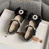 2024 New Soft Kids Fashion Girls Mary Jane Shoes Bow with Pearls Versatile Simple Children Casual Shoes Platform Moccasin Shoes