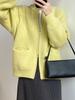 Hanmall Zipper Collarless Knit Sweater with Pockets and Double Front Loose Winter Long Keeps You Warm for Fall and Perfect for Commuting Women's