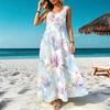 Women's Loose Sleeveless Long Dress Lightweight Flowy,Fresh Floral Print,Summer Fashion for Beach Vacation Daily Casual Wear