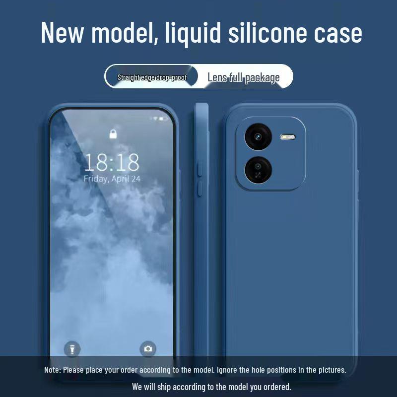 iQOO Z9x Solid Color Liquid Silicone Phone Case - Full Coverage Drop Protection, Soft Straight Edge.