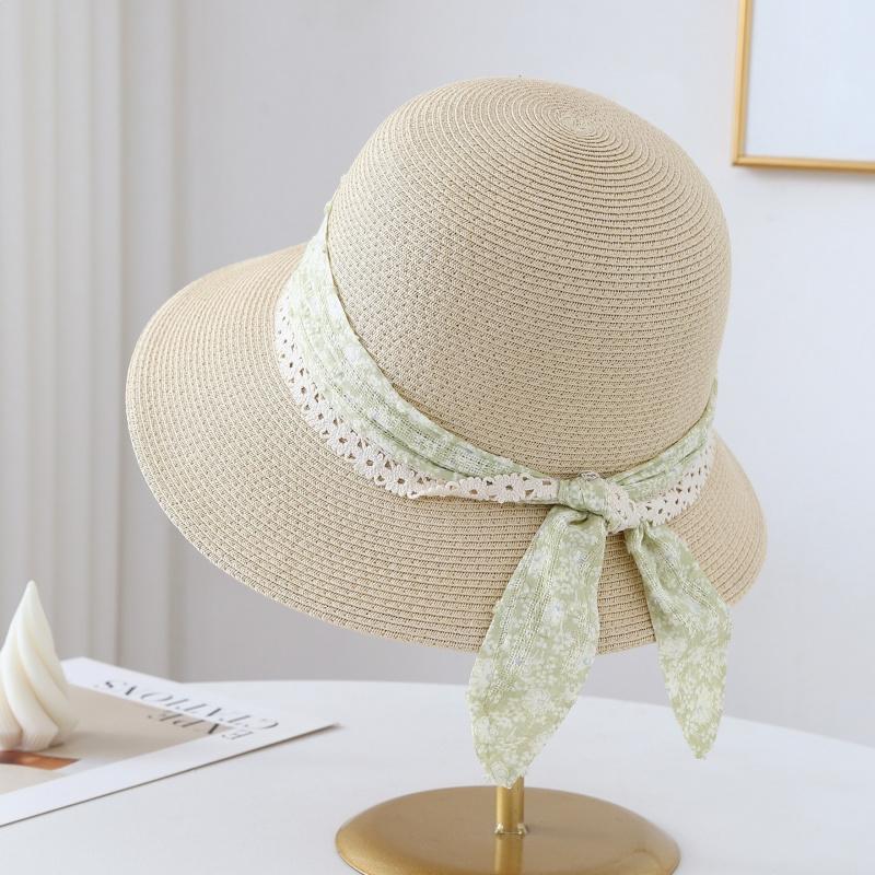 Summer Wide-Brimmed Straw Hat for Women with Ribbon Versatile Vacation Seaside Beach Hat