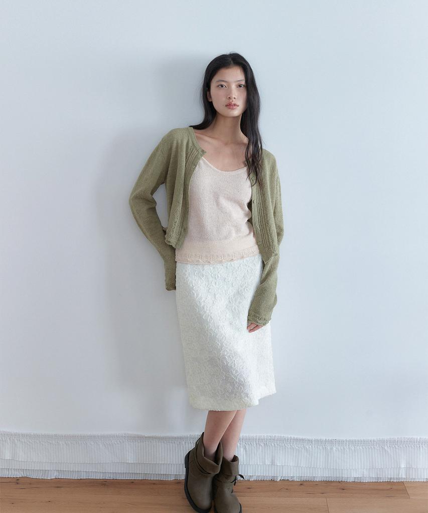 Auro Jaquard Flower Long Skirt [ Cream ]