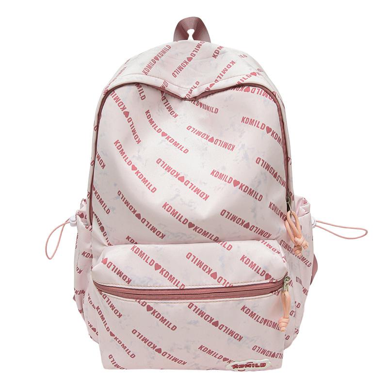 

Men s Backpack Women s Letter Printing Computer Backpack Lightweight Large Capacity Student School Bag Small розовый