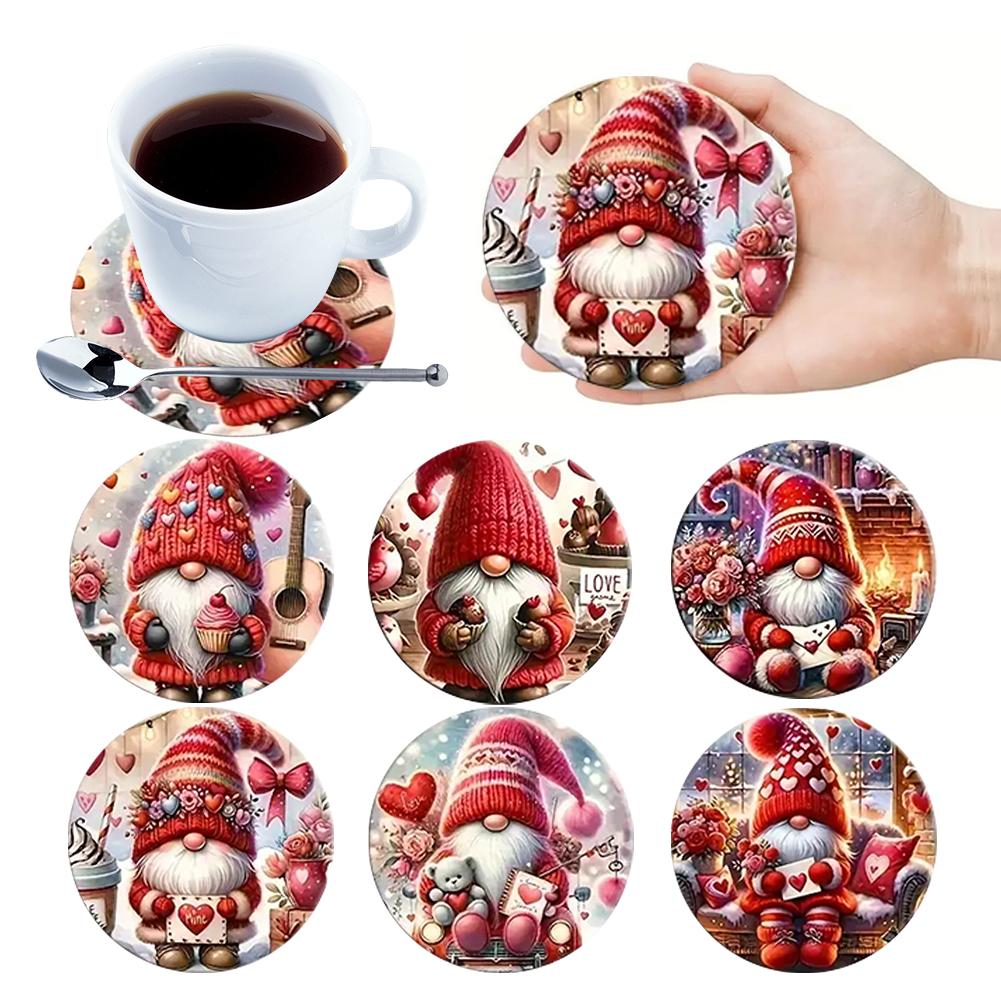 6Pcs Wooden Cup Coasters Set Aesthetic Non Slip Round Coasters Exquisite Coffee Mug Coasters Decorative Cup Mats for Home Office