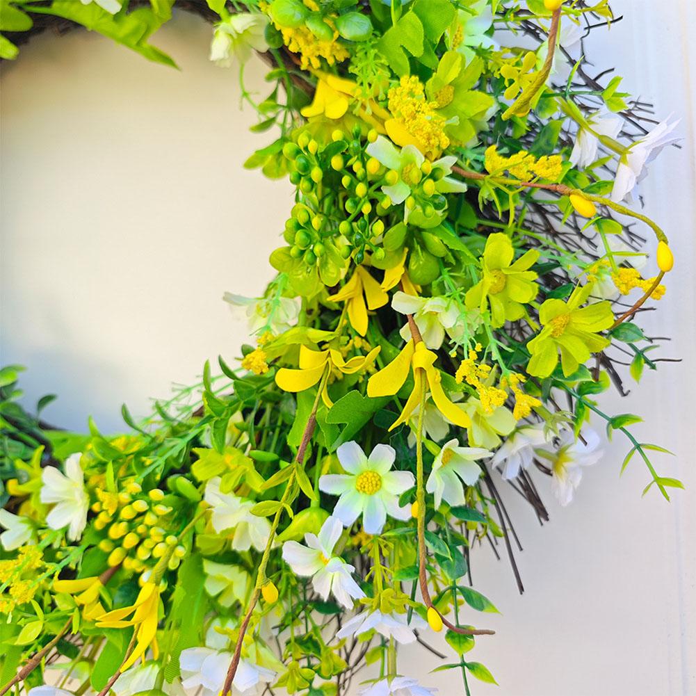 1pc 2026 Spring Small Wildflower Simulation Wreath Front Door Hanging Decoration Festive Party Supplies Accessories