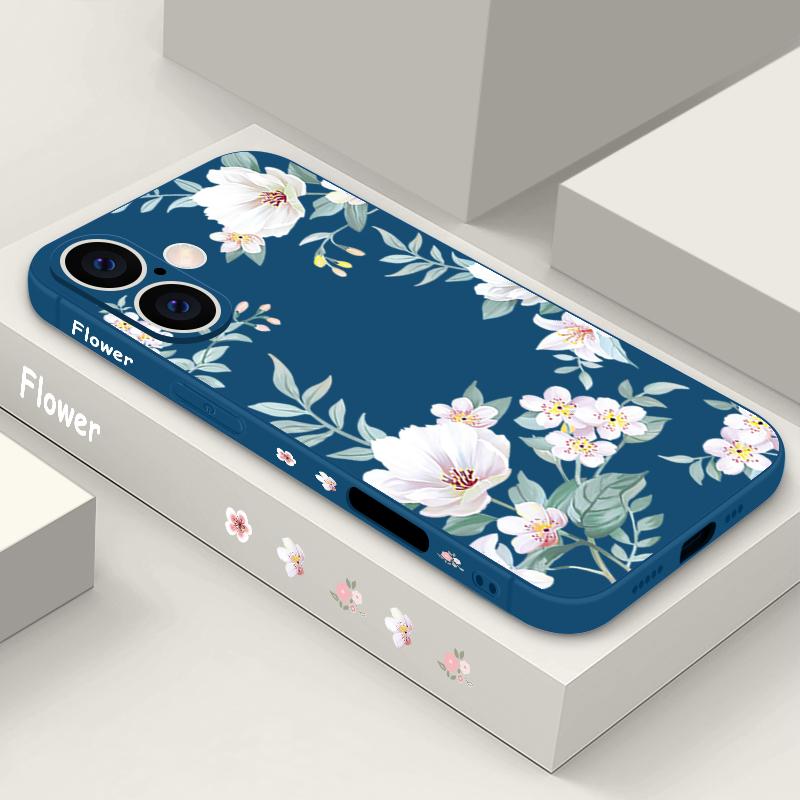 Plain Floral Pattern Shockproof Soft Case For iPhone 16 Pro Max 15 14 Pro 13 12 Mini 11 XS XR 8 7 Lanyard TPU Lens Protection Slim Matte Phone Cover