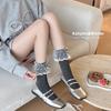 Girls' Spring and Autumn Socks with Lace Bows, Girls' Lolita Mid-calf Piles, Autumn and Winter Ballet-style Student Socks