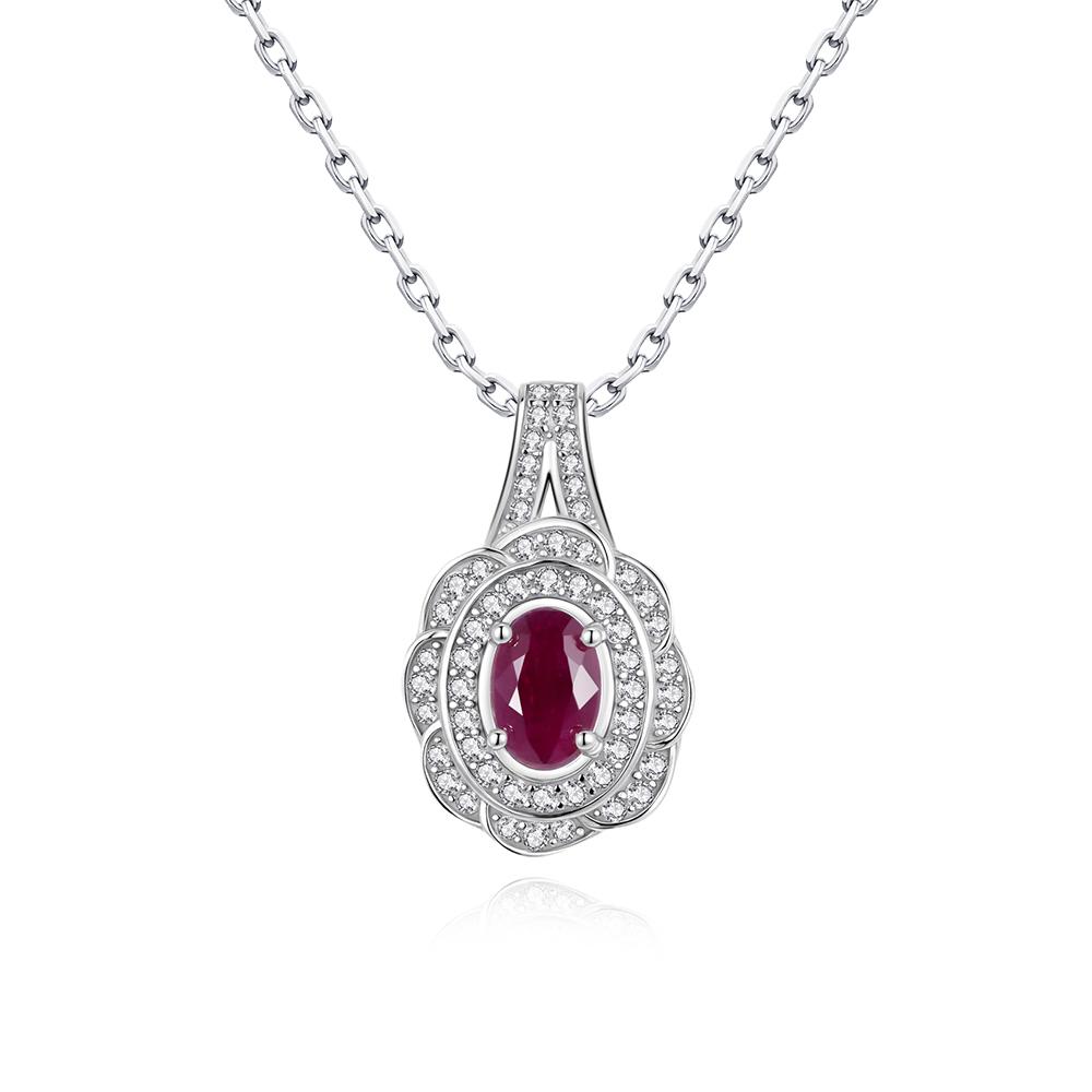 Flower design Natural longrido ruby Ring Earrings Pendant Necklace Set 925 sterling silver jewelry for women's daily party gifts