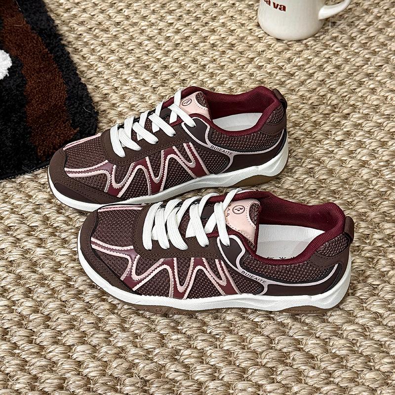 

Сетчатые кроссовки для папы для девочки 2025 осень новая студенческая спортивная обувь для бега модная повседневная обувь для моральной подготовки минималистичные кеды 40 тёмно-рыжий