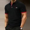 Polo da uomo - Colletto classico a 3 bottoni, polsini con blocchi di colore unici, morbida e confortevole, perfetta sia per il lavoro che per lo sport
