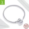 S925 Sterling Silver Simple Basic Snake Bone Bracelet, Versatile Platinum Plated Single Bracelet Scb201
