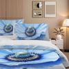 3-Piece Bedding Pillowcase Quilt Cover Set Blue Flower 2D Digital Printing Suitable For Bedroom Dormitory Decoration