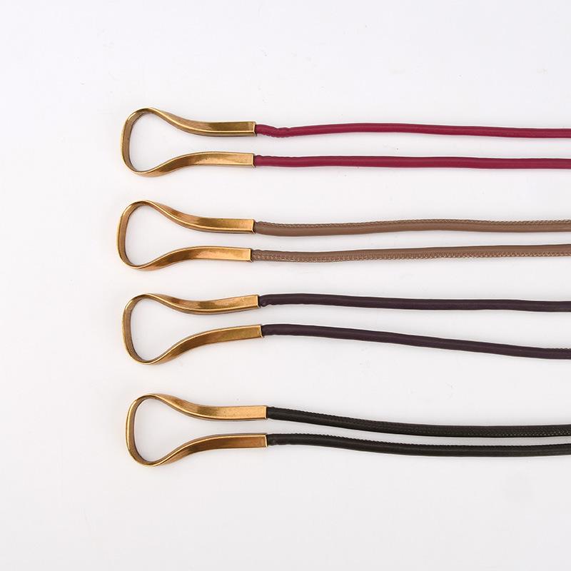 PU Imitation Leather Women's Leather Rope Waist Chain Belt Women's Temperament Knotted Non-porous Belt Light Luxury Niche Decoration