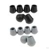Set of 6x Crutch Ends for Rubber Tip Support , Black