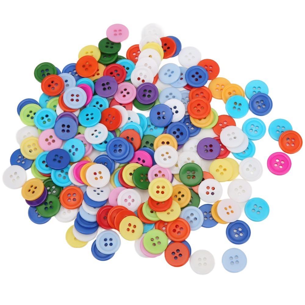 200pcs 15mm Round Resin Buttons Mixed Color Craft Buttons Random Plastic Buttons  DIY Projects