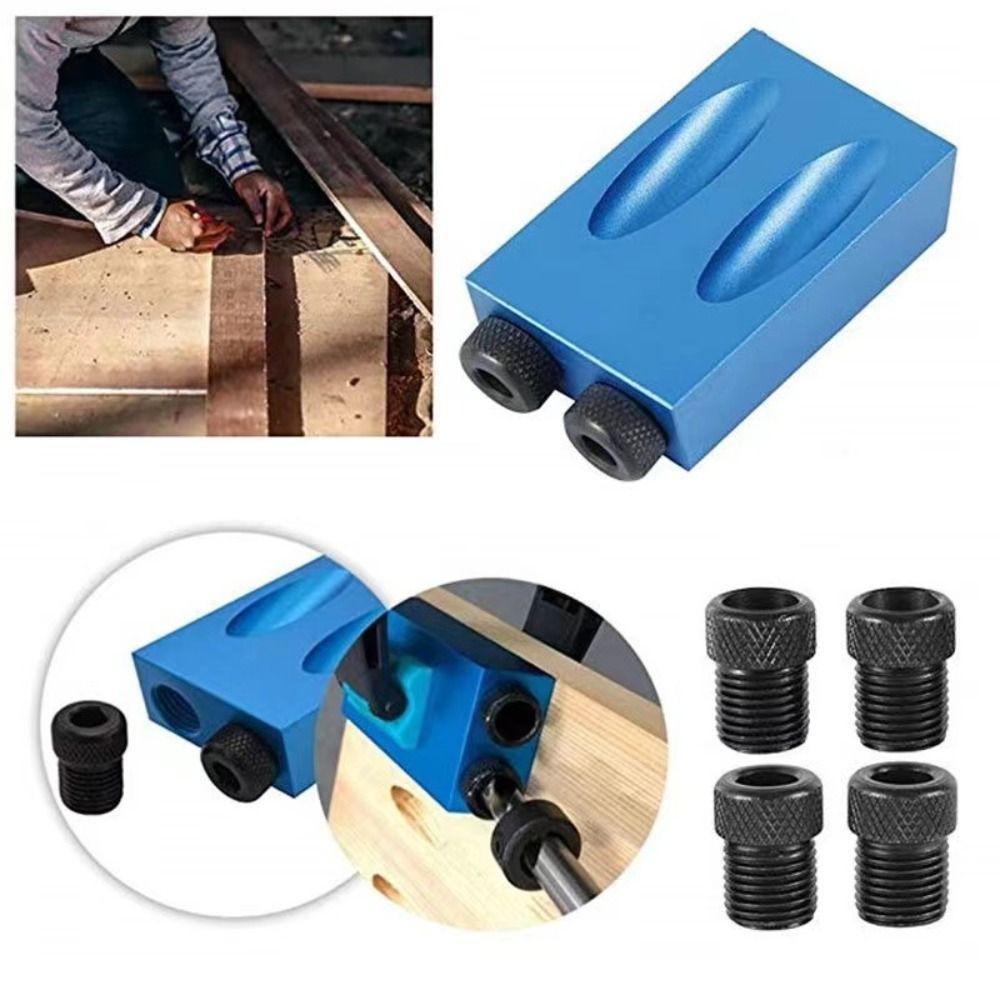 Precision Pocket Hole Jig Kit Aluminum Alloy Adjustable Oblique Hole Locator Stable Frosted Woodworking Jig Wood Hand Tools