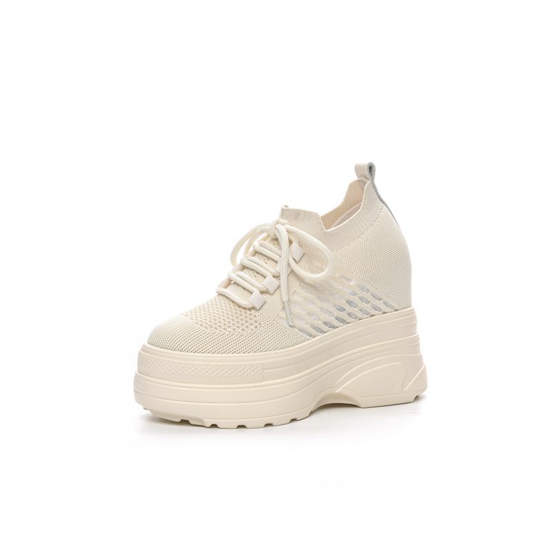 

Muffin shoes thick sole inner height increase women s shoes flying woven women s shoes light and versatile casual fashion breathable durable wear 34 бежевый