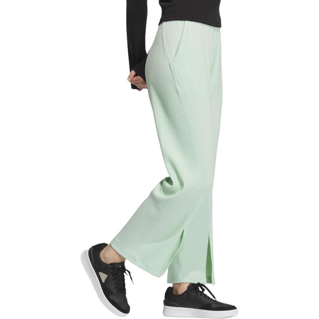 adidas Lounge WIDE LEG KNIT JOGGERS Casual Pants Women's Light Green JJ3605