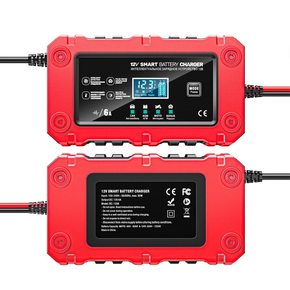 ABS Smart Battery Charger 12V 6A Battery Maintainer Durable 12V Battery Charger Car/Motorcycle