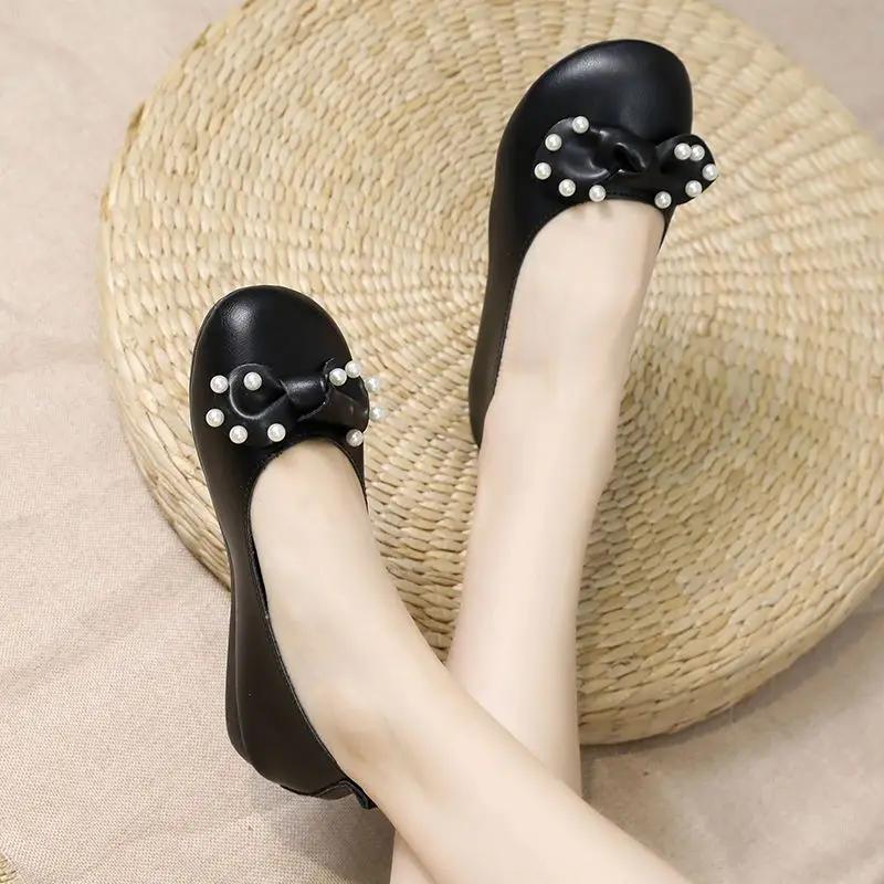 Fashion Round Toe Ladies Footwear with Bow Slip-on Women's Flat Shoes Offer Stylish Chic and Elegant Summer 2025 Cheap Clearance Social