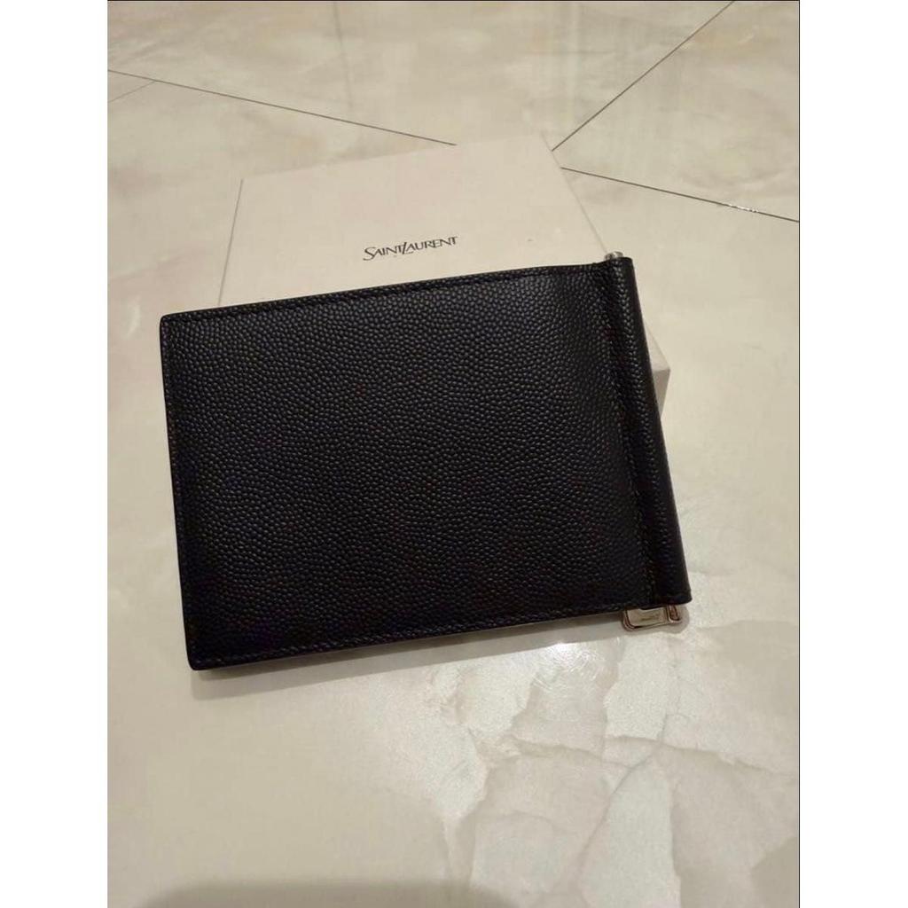 Used SAINT LAURENT PARIS Money Clip Bifold Wallet Black