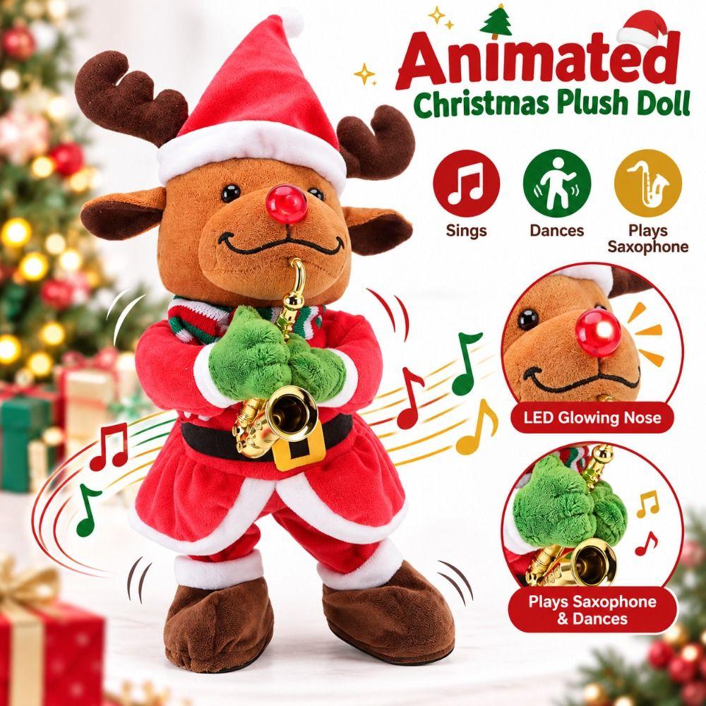 Swinging Motion Christmas Musical Plush Toy Dancing Christmas Doll Christmas Table Decor