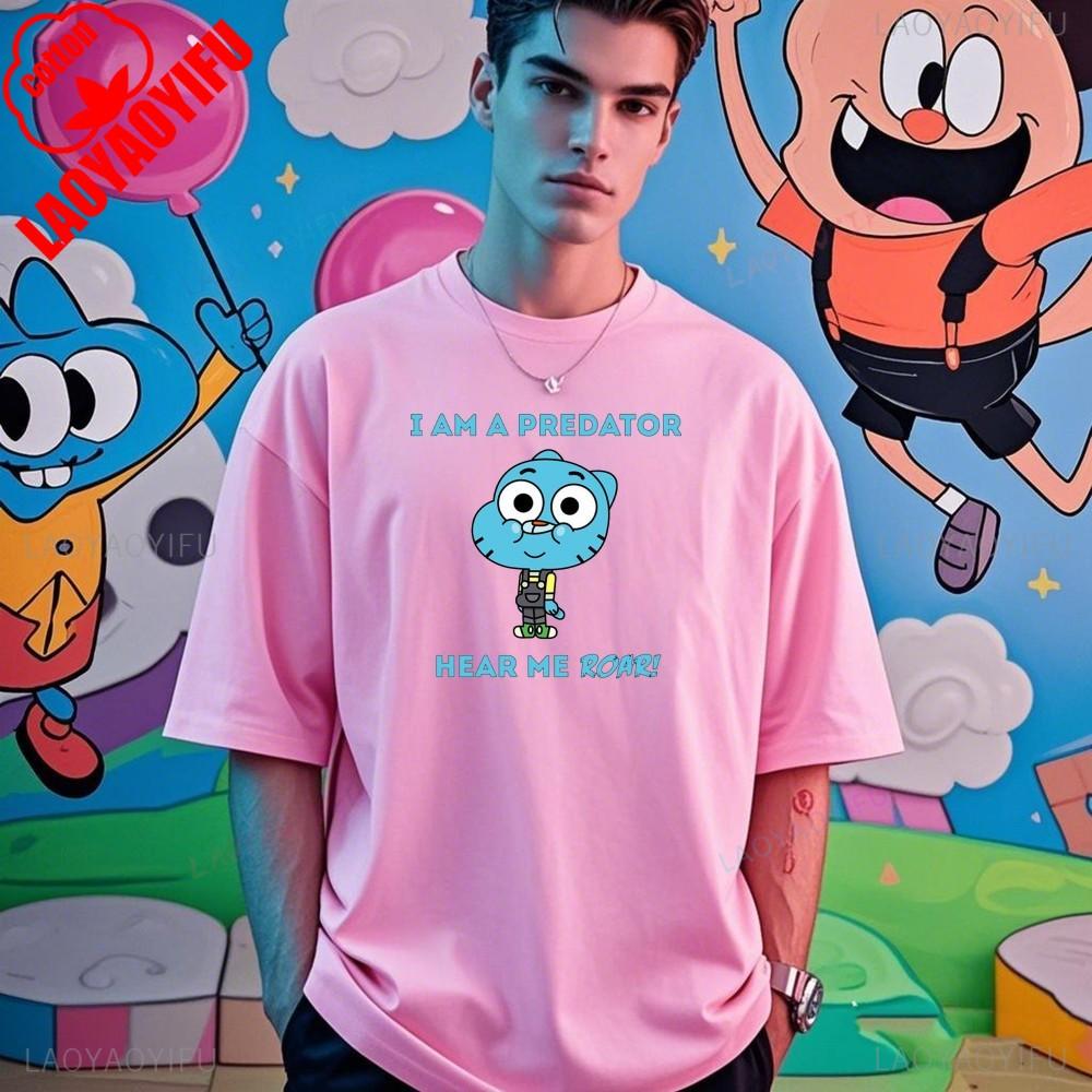 Удивительный мир Гамбола Футболка с принтом Гамбола и Дарвина Топы для Фитнес-тренировок Бега Активного Отдыха S