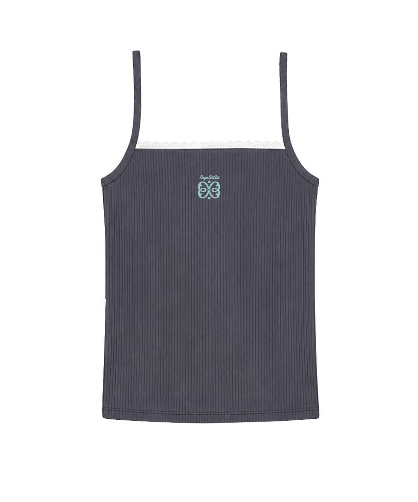 PAGESIISII Siisii Logo Print Lace Point Sleeveless Light Yellow