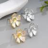 Korean-Style Pearl Stud Earrings, Oil Drop Begonia Flower, Gold-Plated Copper, Fashionably Versatile
