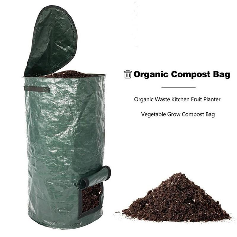 Eco-Friendly Dark Green Organic Compost Planting Bag with Lid