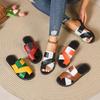 Women's Fashionable Color Blocked Toe Set for Beach Wear, Comfortable and Non Flat Slippers
