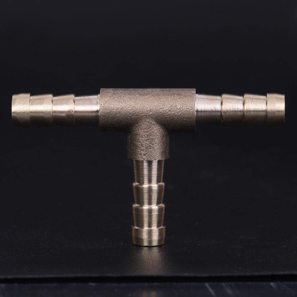 T Connector Fuel Brass Fuel Hose Joiner 3 Way Hose Joiner for Compressed Air Gas Pipe Fitting (6mm)