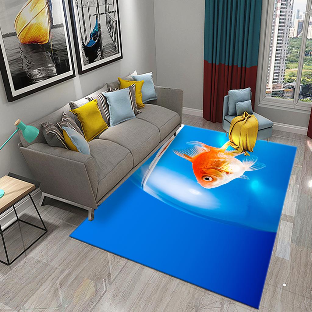 Living Room Kitchen Bedroom Entrance Rug Home Gift Cute Dreamy Goldfish Rug Bathroom Non-Slip Rug Mat