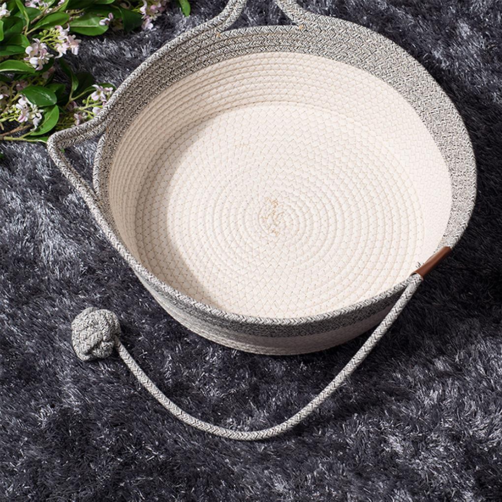 Gewebter Katzenkorb, Katzenbettkorb, runder Seil gewebter Raum, Katzennest, geeignet für Jahreszeiten, Sommerkratzhaus