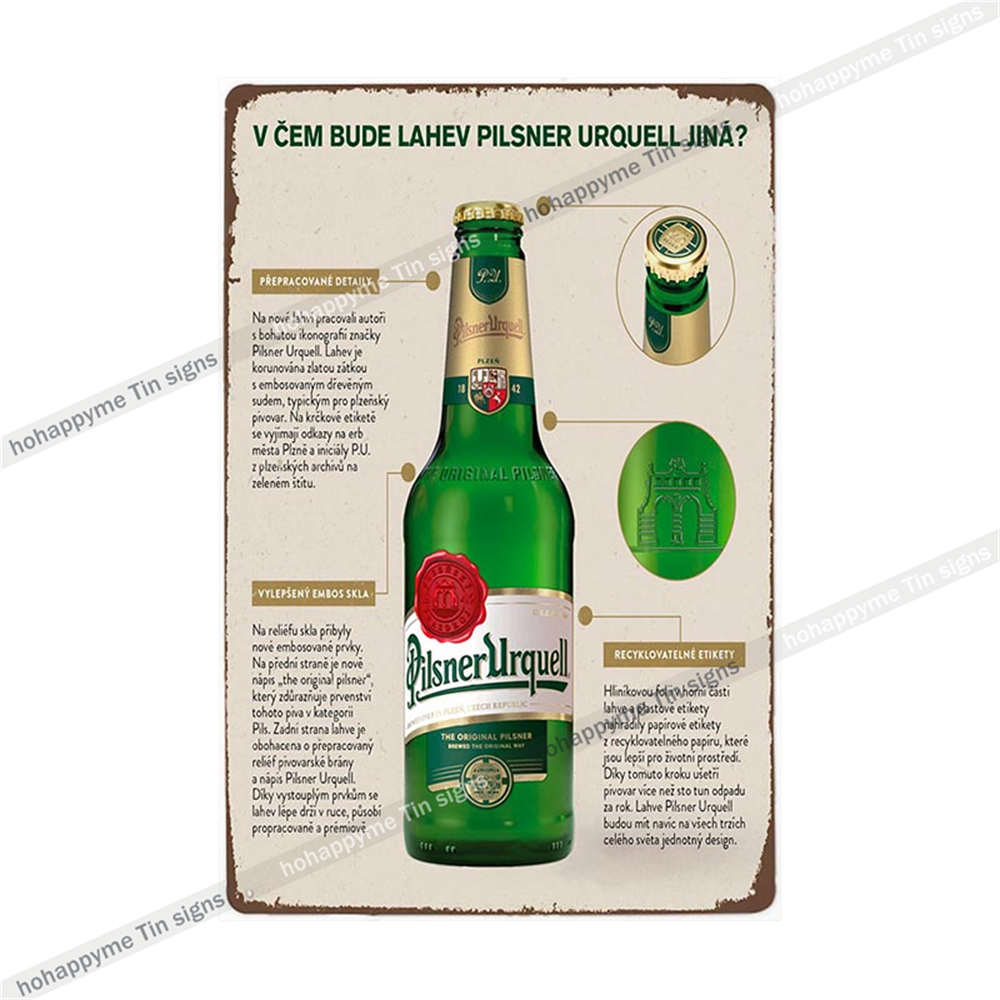 Pilsner Urquell Metal Wall Art Poster Belgium Beer Sign Vintage Bar Man Cave Club Tin Painting Decor Plaque Decoration 20x30cm