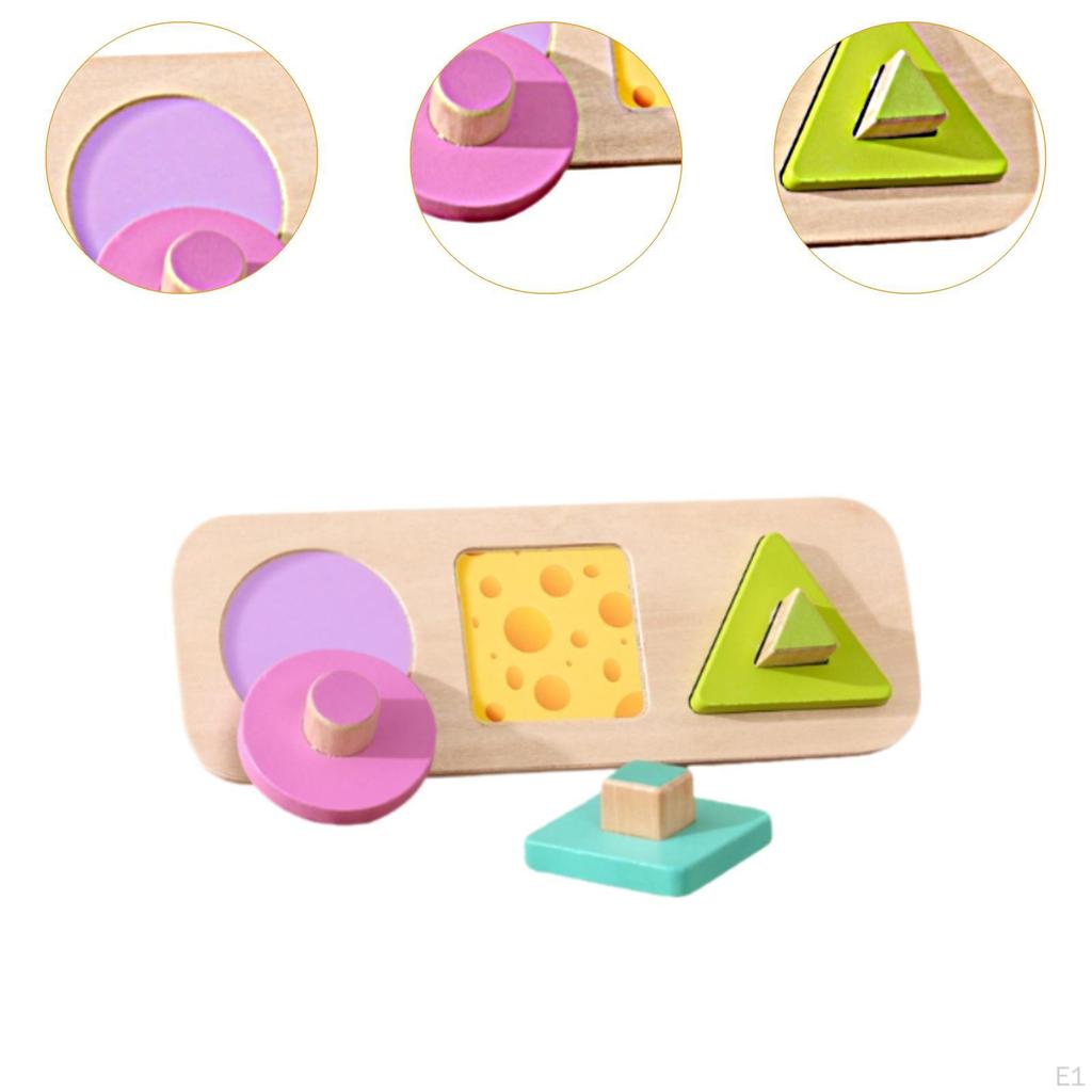 Shape Peg Puzzle with Knob,Geometric Early Learning Baby Sorter for Kids Boys Girls