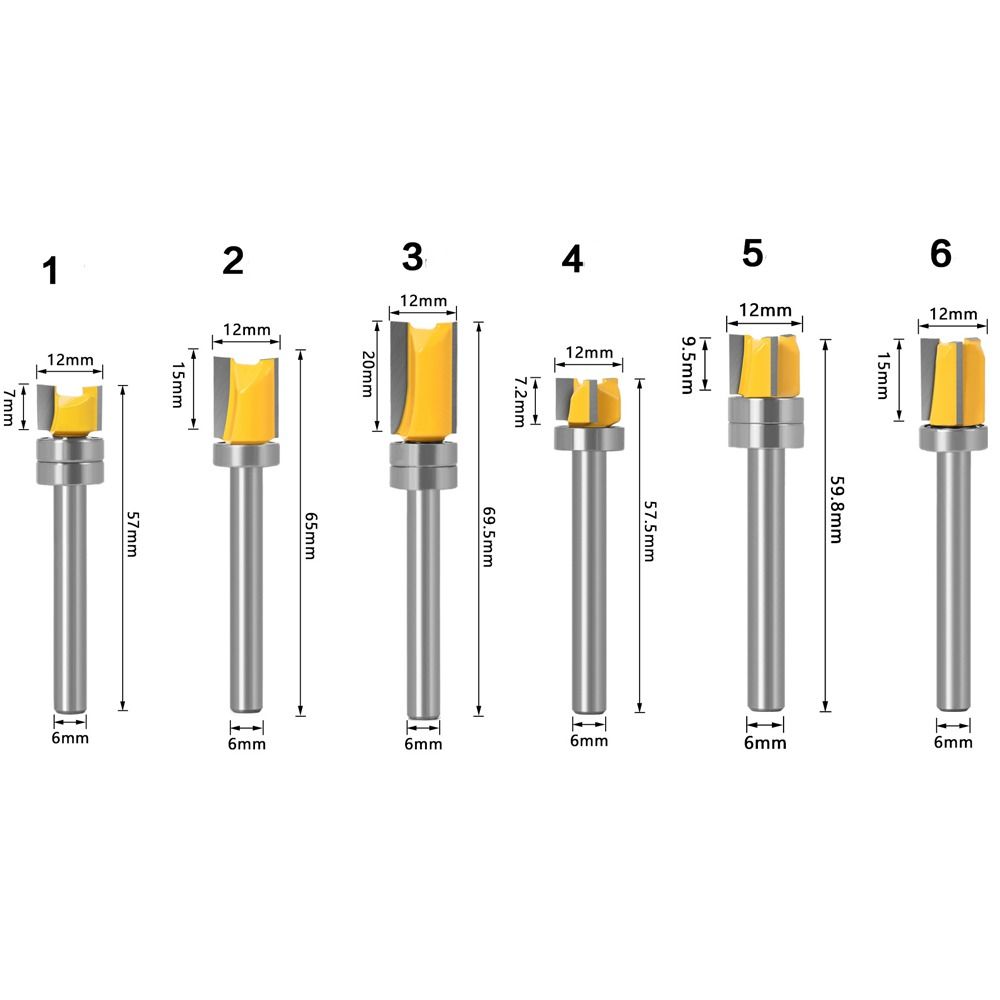 Straight Tooth 6mm Shank Woodworking Tool Milling Cutter Router Bits Slotting Cutter Drill Bit