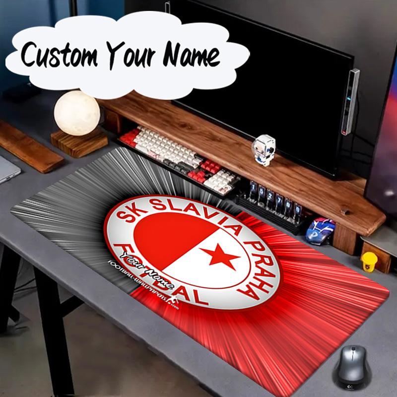 Custom Name Mouse pad Red And White Prague Football Mouse pad, Gaming Mouse Pad, keyboard pad, Desk Decor for computer notebook Fan Birthday Gift