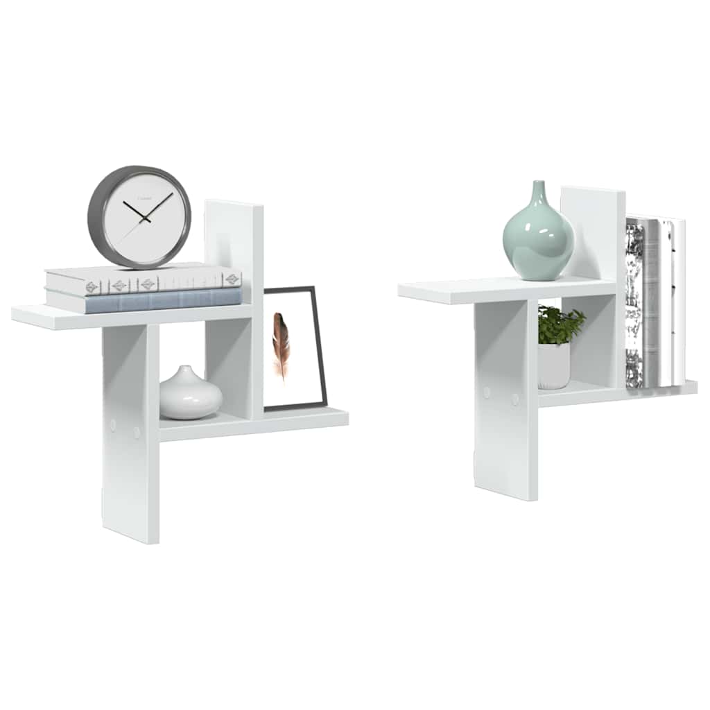 Wall Shelves 2 pcs. White 38 x 12 x 38 cm Engineered Wood