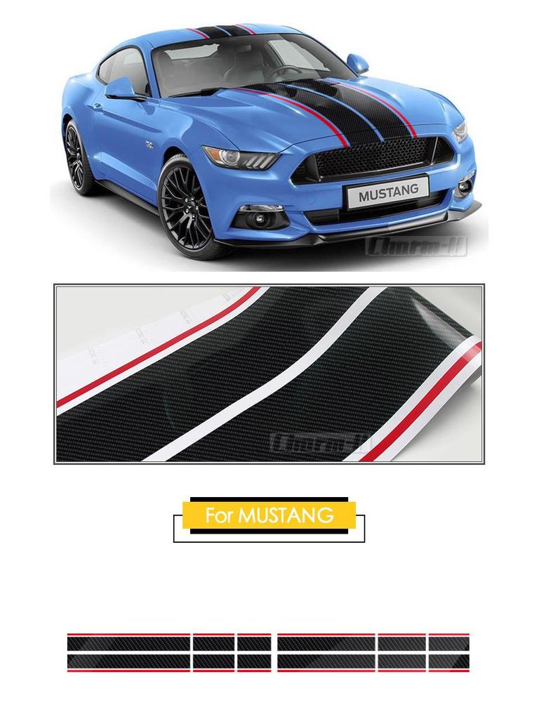 Ford Mustang Rennstreifen Motorhaubenaufkleber