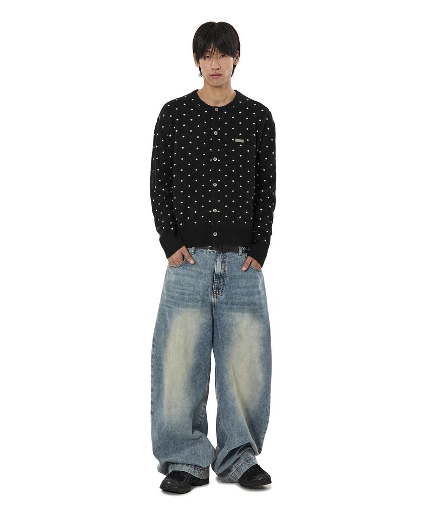 Openyard(Oy) Tiny Dot Knit Cardigan - Black