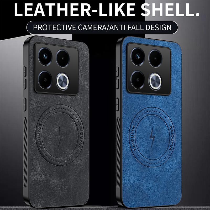 Magnetic Case For Infinix Note 40 Pro Plus 5G Note40 40Pro 4G MagSafe Napa-textured PU Silicone Leather Cover Shockproof Bumper