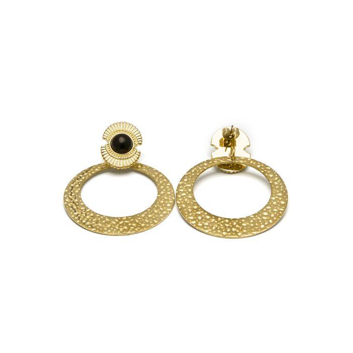 Earrings - LUXENTER - Noraf - Onyx - 18k Yellow Gold Finish - Bohemian Style