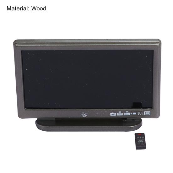 3Pcs/Set Dollhouse TV Cabinet Compact Anti-deformed Multifunctional Dollhouse Wooden Color Double Door Cabinet TV for Decor