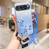 Gradient Flower Long Lanyard Soft Case For Google Pixel 9 Pro XL 6pro 8Pro 7Pro 7A 6A 8A Pixel 8 7 9 9XL 9pro Wrist Strap Cover
