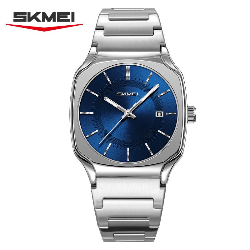 Mens Wristwatch Square Quartz Watches Waterproof, Date Function, Stainless Steel Band & Buckle