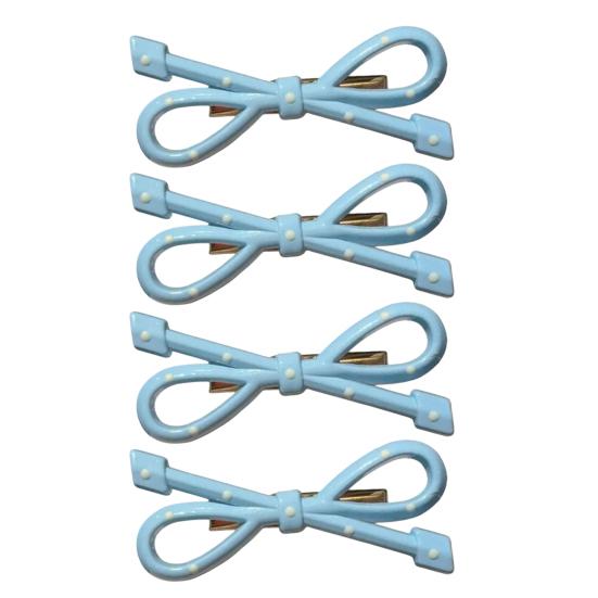4Pcs Girl Hairpin Dot Print Hollow Bow Tie Design Hair Clips Lightweight Non-Damaging