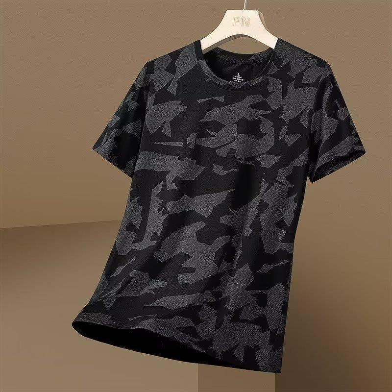 Ice silk short-sleeve men's t-shirt, summer loose-fitting, thin, quick-drying sports casual top
