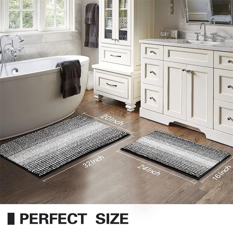 Soft Absorbent Chenille Bath Rugs Quickly Dry Non-Slip Bathroom Mat Machine Washable Bath Mats for Bathroom