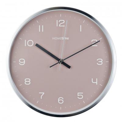 Hometime Round Metal Wall Clock 12 - Silver with Blush Dial